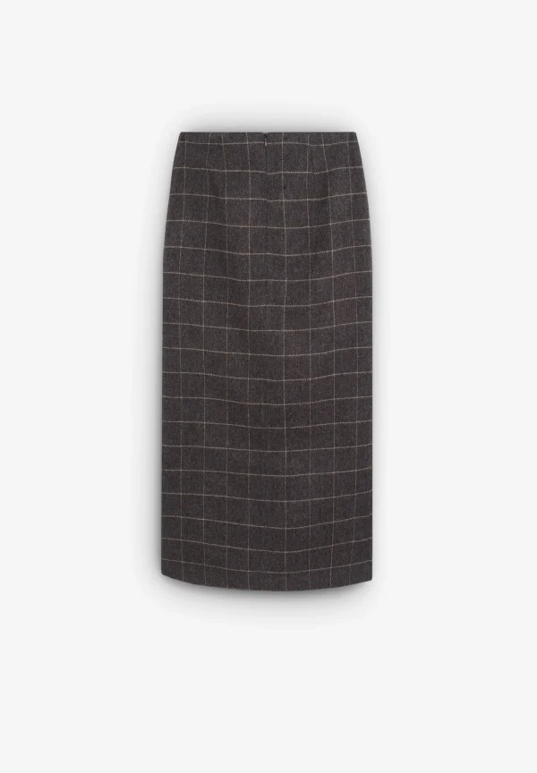 scalperscompany Falda Midi Cuadros Abertura-Mujer Faldas