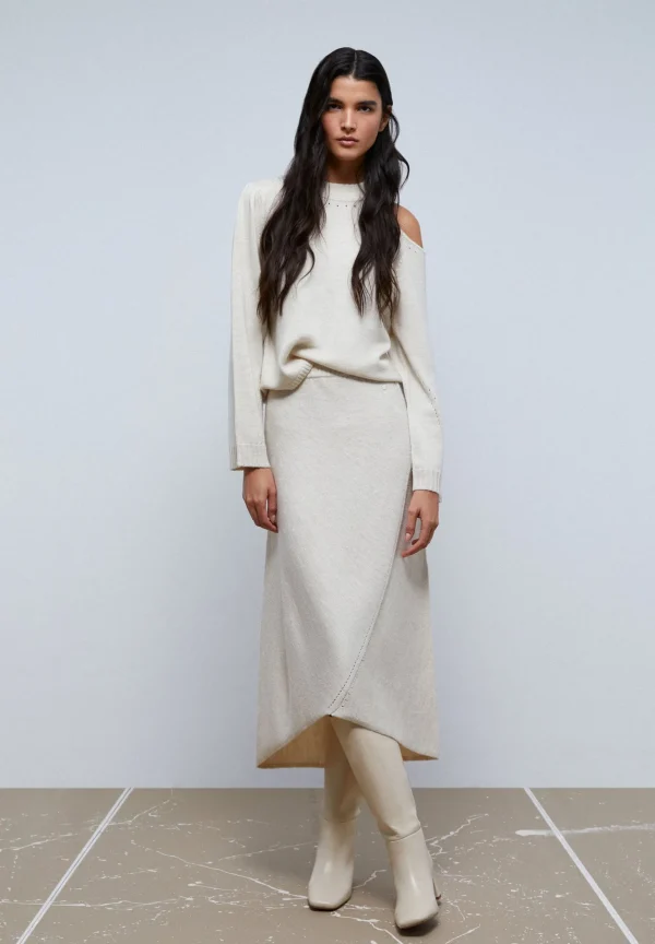scalperscompany Falda Midi Punto Bajo Asimetrico-Mujer Total Look