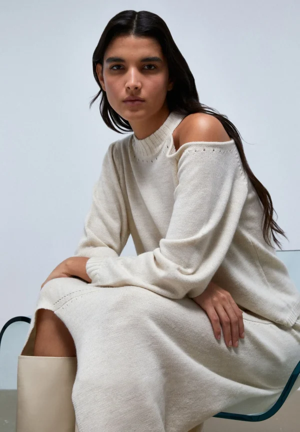 scalperscompany Falda Midi Punto Bajo Asimetrico-Mujer Total Look
