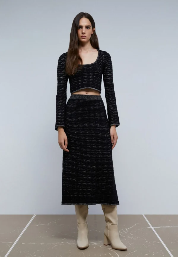 scalperscompany Falda Midi Punto Lurex-Mujer Total Look