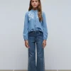 scalperscompany Jeans Wide Leg Bordado Lateral-Niños Pantalones Y Petos