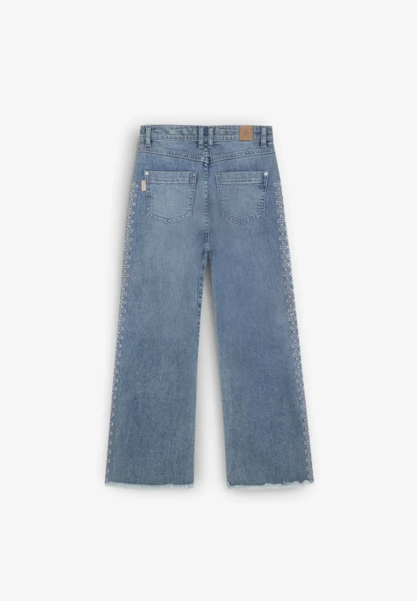 scalperscompany Jeans Wide Leg Bordado Lateral-Niños Pantalones Y Petos