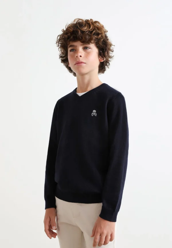 scalperscompany Jersey Cuello Pico Calavera-Niños Mini Me