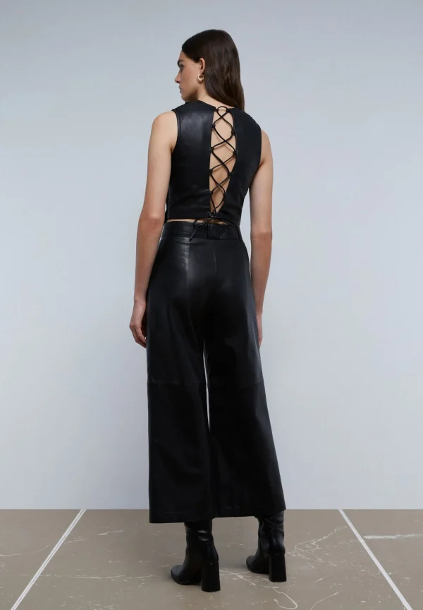 scalperscompany Pantalon Pinzas Piel-Mujer Pantalones