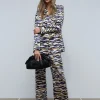 scalperscompany Pantalon Satinado Cebra-Mujer Coleccion