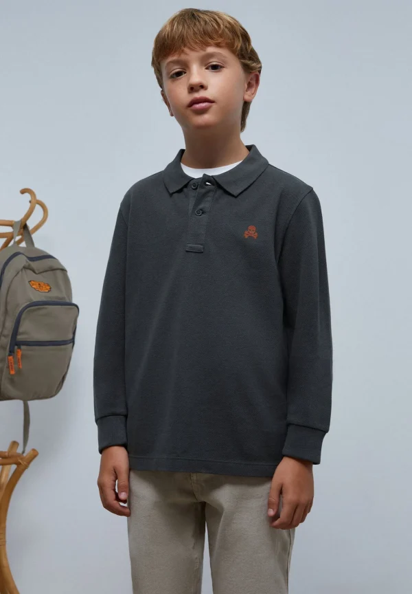 scalperscompany Polo Manga Larga Print Trasero-Niños Polos