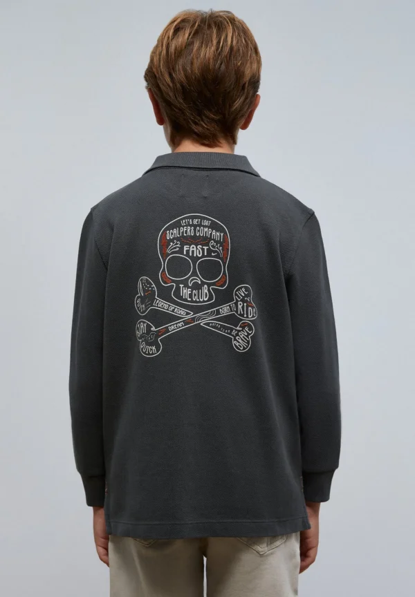 scalperscompany Polo Manga Larga Print Trasero-Niños Polos