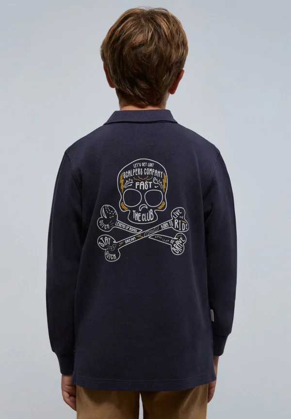scalperscompany Polo Manga Larga Print Trasero-Niños Polos