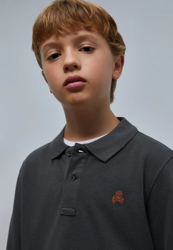 scalperscompany Polo Manga Larga Print Trasero-Niños Polos