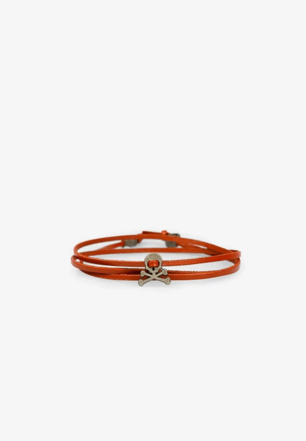 scalperscompany Pulsera Calavera Cordon Piel-Hombre Pulseras