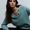 scalperscompany Sudadera Botones Cuello-Mujer Sudaderas