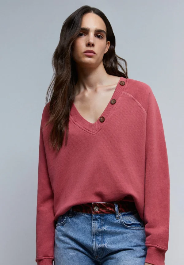 scalperscompany Sudadera Botones Cuello-Mujer Sudaderas