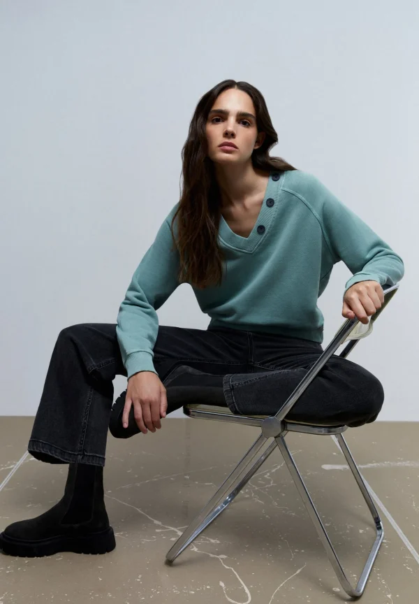 scalperscompany Sudadera Botones Cuello-Mujer Sudaderas