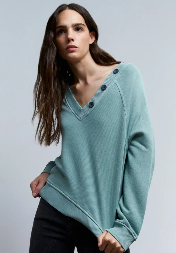scalperscompany Sudadera Botones Cuello-Mujer Sudaderas