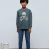 scalperscompany Sudadera Calavera Texto Periodico-Niños Sudaderas