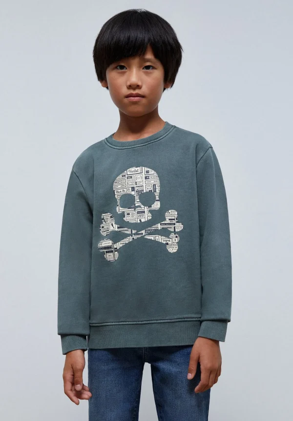 scalperscompany Sudadera Calavera Texto Periodico-Niños Sudaderas