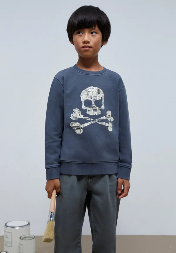 scalperscompany Sudadera Calavera Texto Periodico-Niños Sudaderas