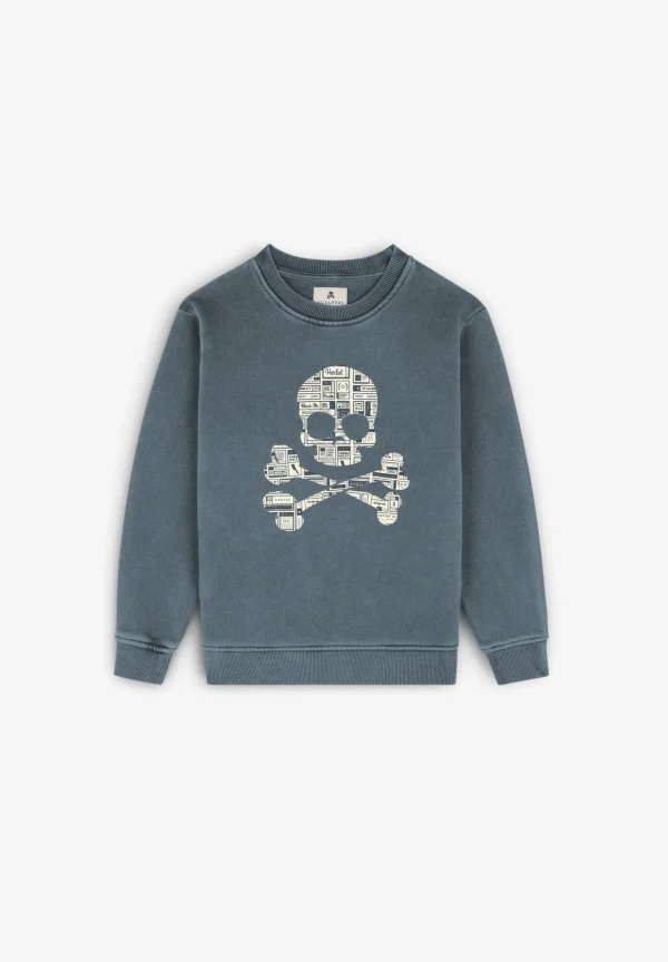 scalperscompany Sudadera Calavera Texto Periodico-Niños Sudaderas