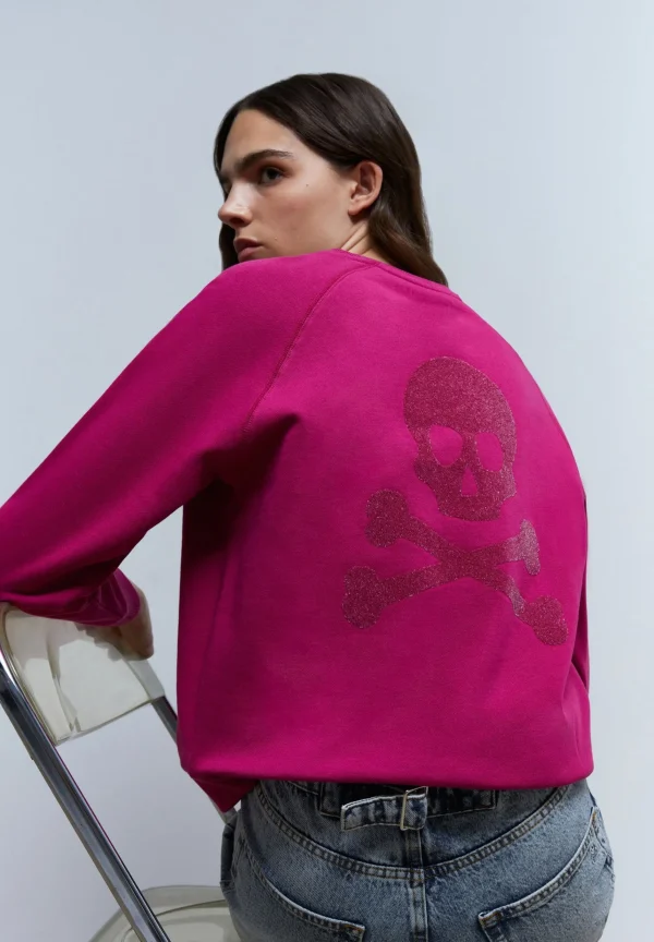 scalperscompany Sudadera Calavera Trasera Glitter-Mujer Sudaderas