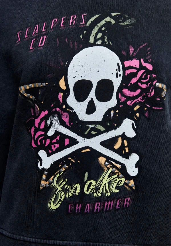 scalperscompany Sudadera Lavada Calavera Frontal-Mujer Sudaderas