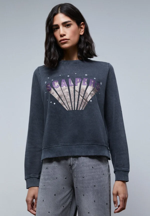 scalperscompany Sudadera Lavada Logo Glitter-Mujer Sudaderas