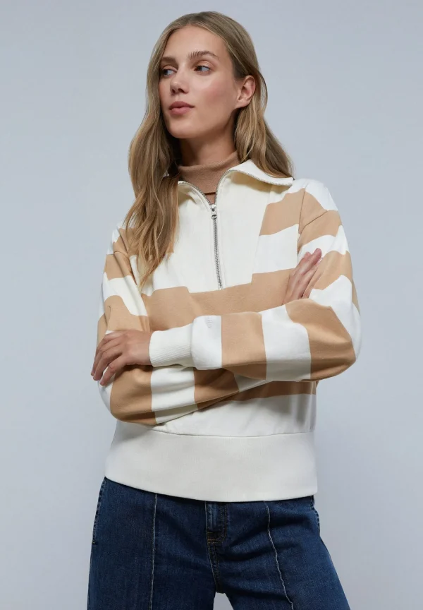 scalperscompany Sudadera Rayas Cremallera Cuello-Mujer Sudaderas