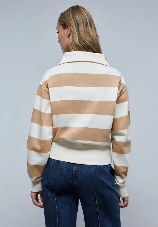 scalperscompany Sudadera Rayas Cremallera Cuello-Mujer Sudaderas