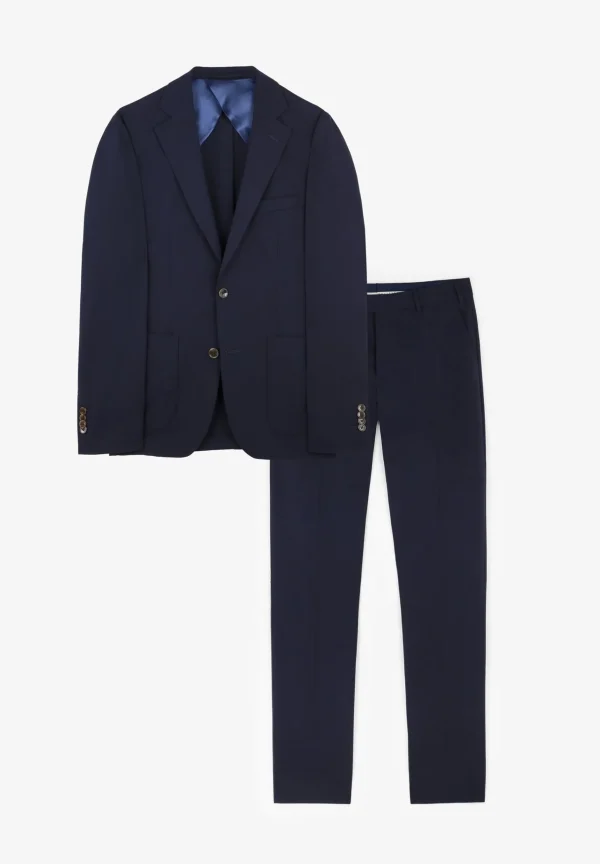 scalperscompany Traje Azul Marino Bolsillos Parche-Hombre Trajes