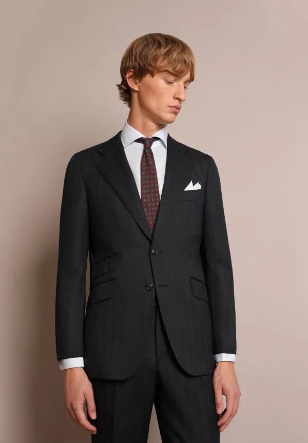 scalperscompany Traje Azul Marino Espiga Lana-Hombre Trajes