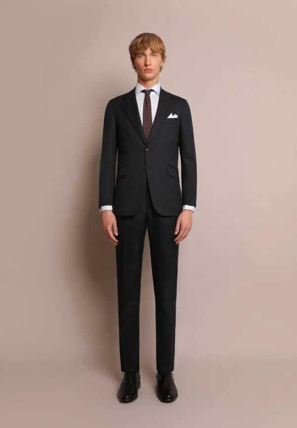 scalperscompany Traje Azul Marino Espiga Lana-Hombre Trajes
