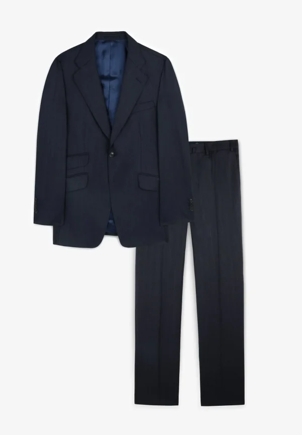 scalperscompany Traje Azul Marino Espiga Lana-Hombre Trajes