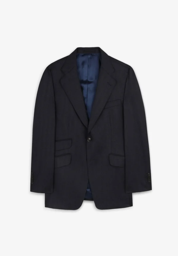 scalperscompany Traje Azul Marino Espiga Lana-Hombre Trajes