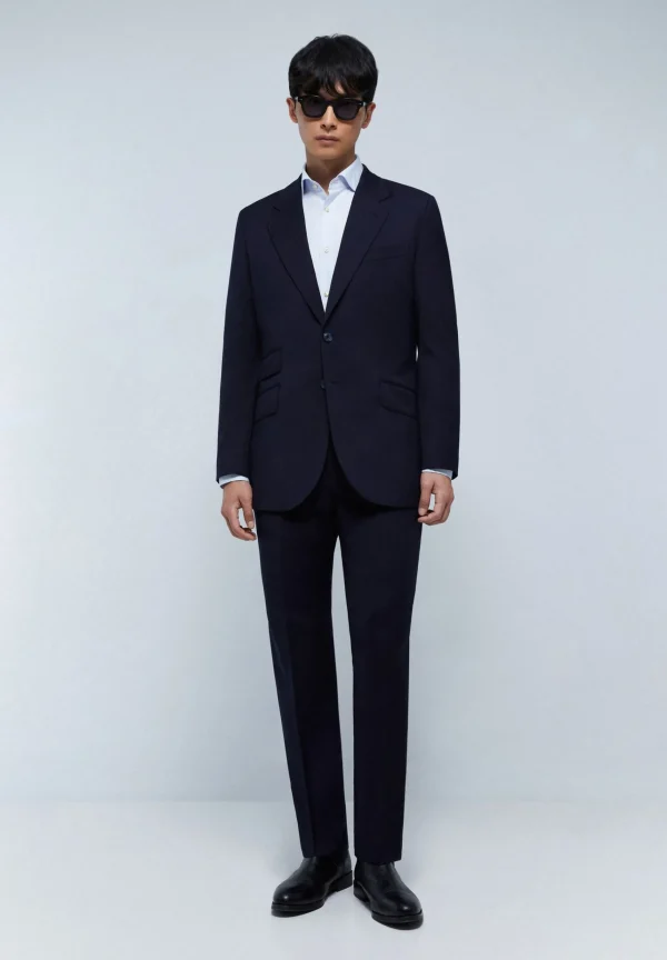scalperscompany Traje Clasico Lana Azul Marino-Hombre Trajes