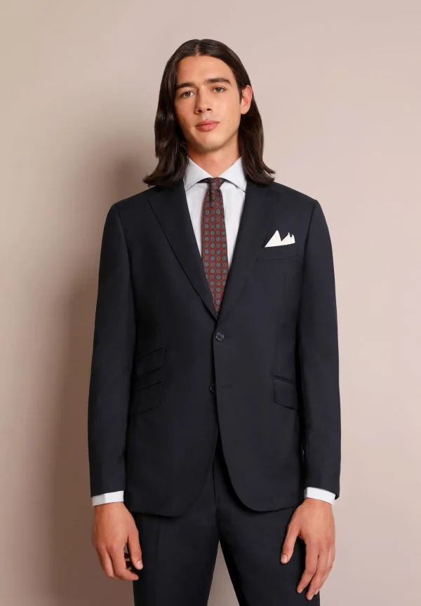 scalperscompany Traje Estructura Azul Marino Lana-Hombre Trajes
