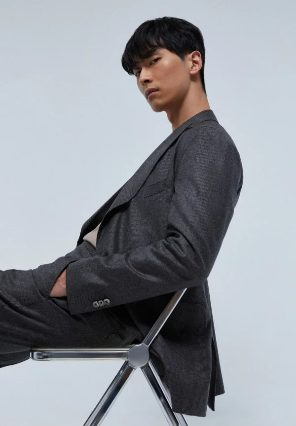 scalperscompany Traje Premium Cuadros Punta De Lanza Gris-Hombre Trajes