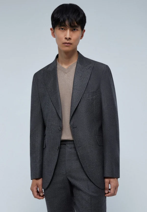 scalperscompany Traje Premium Cuadros Punta De Lanza Gris-Hombre Trajes