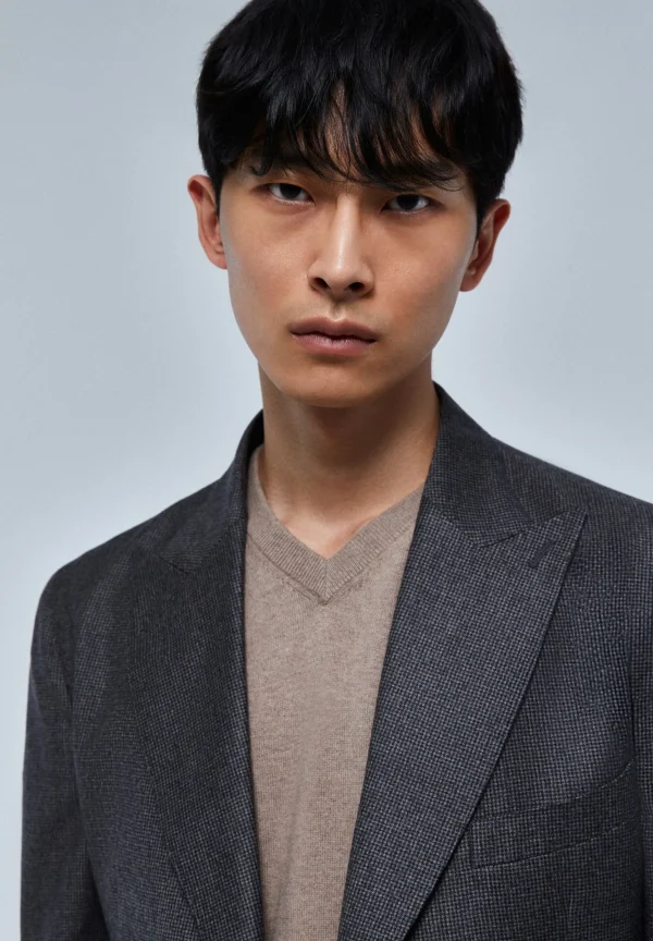 scalperscompany Traje Premium Cuadros Punta De Lanza Gris-Hombre Trajes