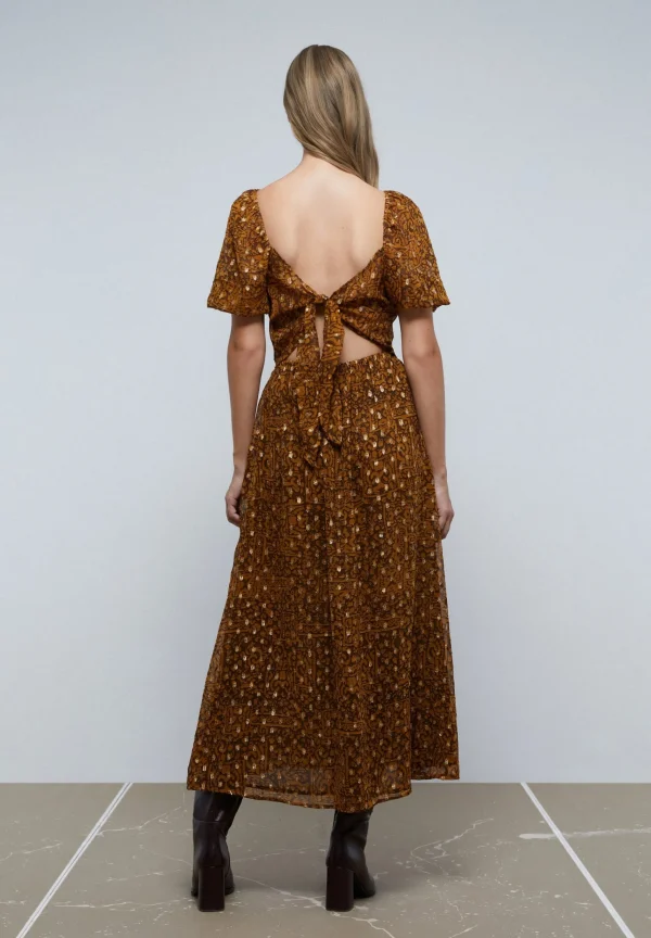 scalperscompany Vestido Midi Detalle Frunce Pecho-Mujer Coleccion