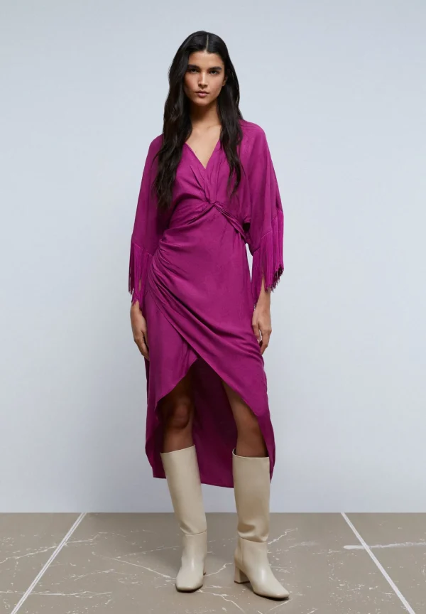 scalperscompany Vestido Midi Flecos-Mujer Coleccion