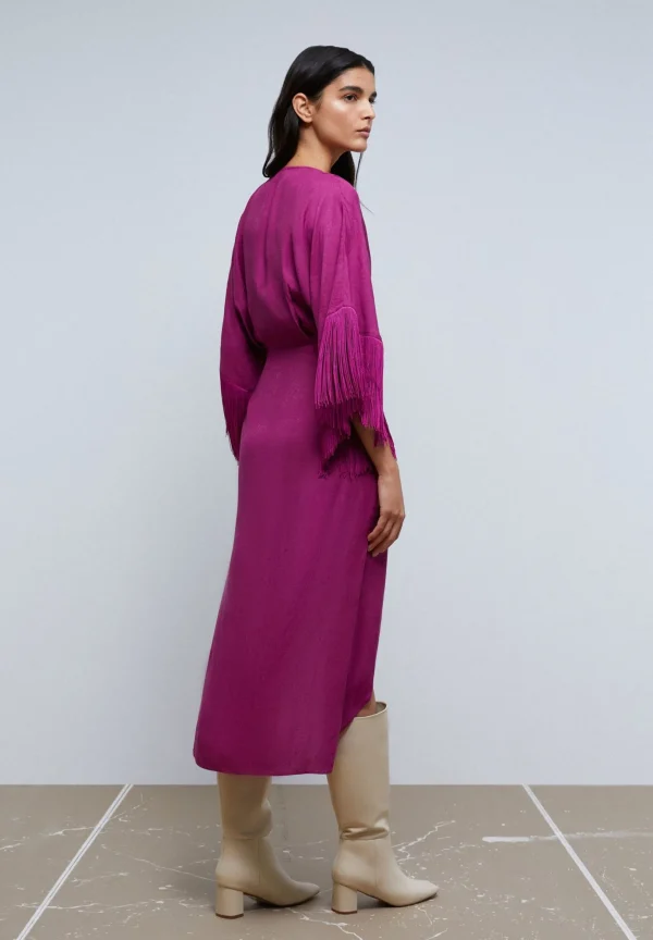 scalperscompany Vestido Midi Flecos-Mujer Coleccion