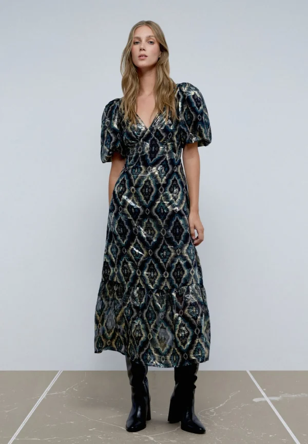 scalperscompany Vestido Midi Manga Abullonada-Mujer Vestidos Y Monos