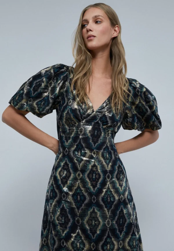 scalperscompany Vestido Midi Manga Abullonada-Mujer Vestidos Y Monos